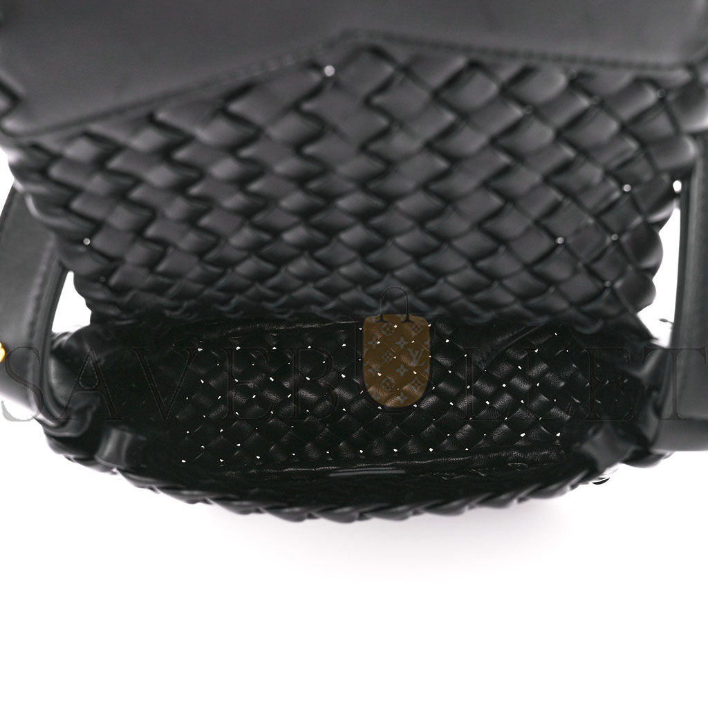 BOTTEGA VENETA NAPPA INTRECCIATO SMALL COBBLE SHOULDER BAG BLACK (27*22*10cm)