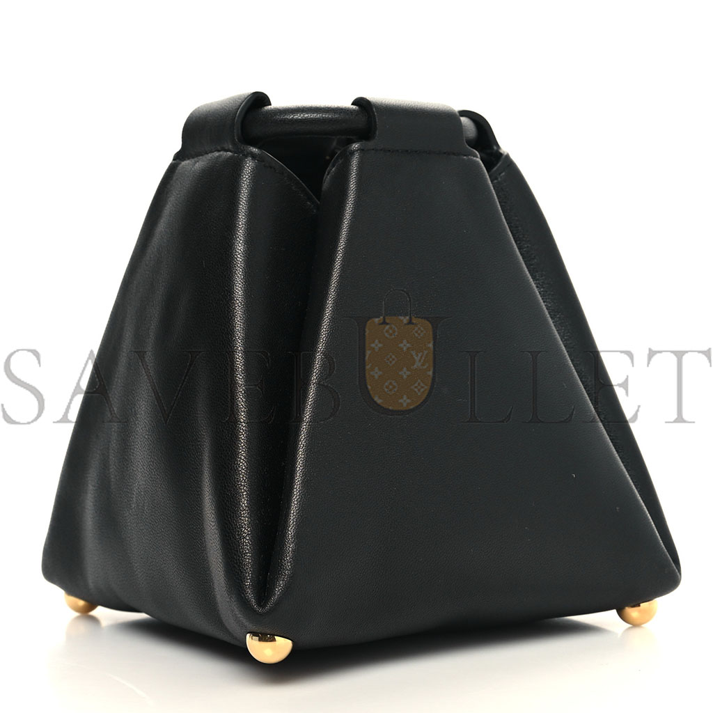 BOTTEGA VENETA CALFSKIN SMALL DRAWSTRING PYRAMID POUCH BLACK 1428750 (20*17*8cm)