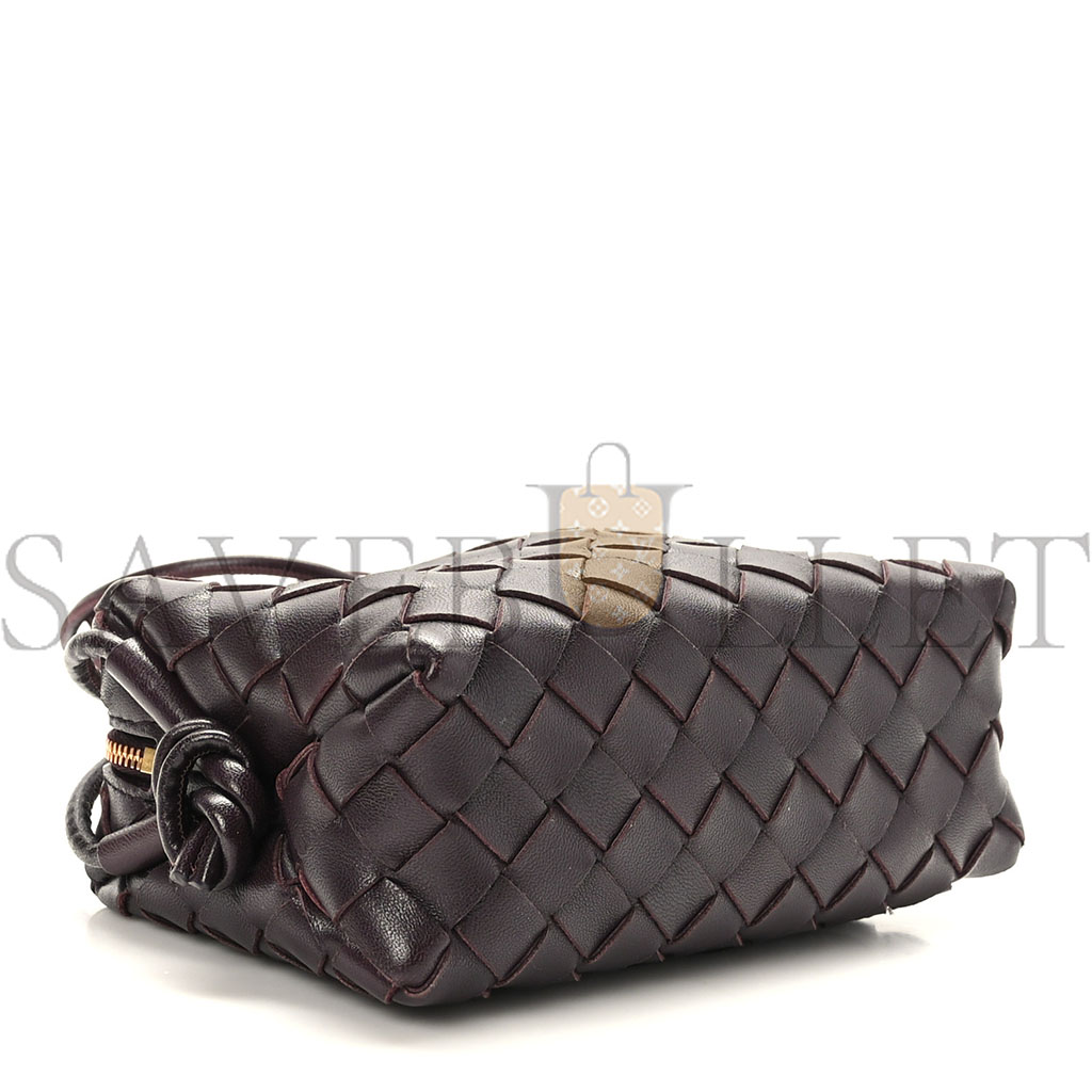 BOTTEGA VENETA NAPPA INTRECCIATO MINI LOOP CAMERA BAG GRAPE 1417427 (18*11*8cm)