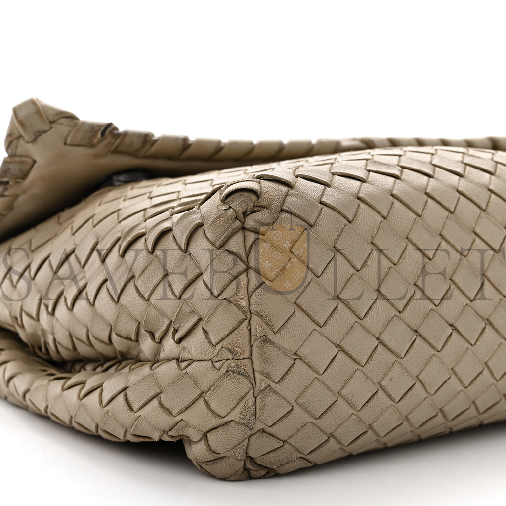 BOTTEGA VENETA NAPPA INTRECCIATO OLIMPIA SHOULDER BAG LIMESTONE  (28*19*10cm)