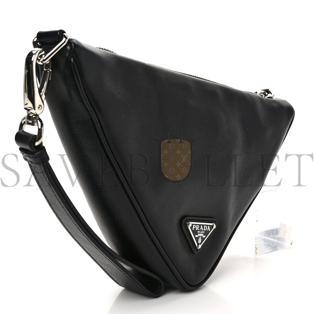 PRADA GRACE LUX TRIANGLE WRISTLET POUCH BLACK (26*15*6cm)