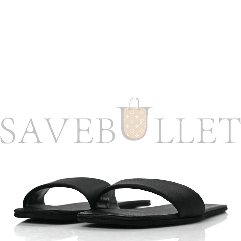 PRADA SATIN TRAVEL SLIDE SANDALS M 37.5 38.5 BLACK