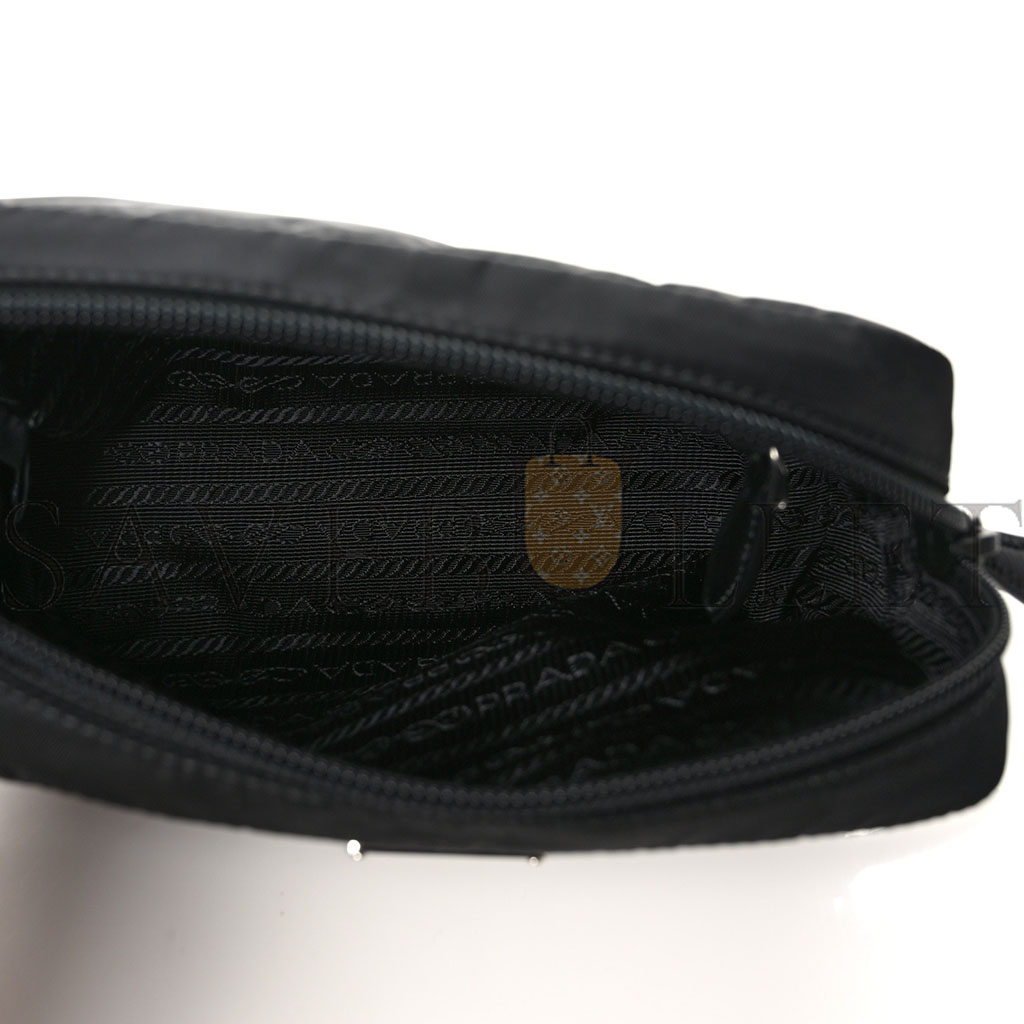 PRADA TESSUTO NYLON SAFFIANO WRISTLET BLACK (19*11*9cm)