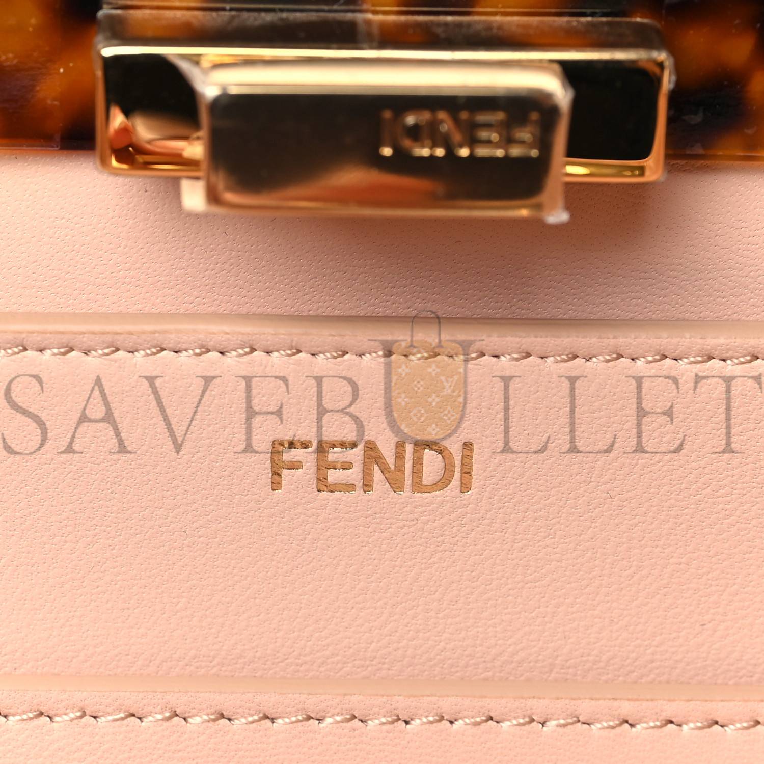 FENDI VITELLO SETA SHINY NAPPA PLEXIGLASS MEDIUM PEEKABOO I SEE U SATCHEL LIGHT ROSE (33*25*13cm)