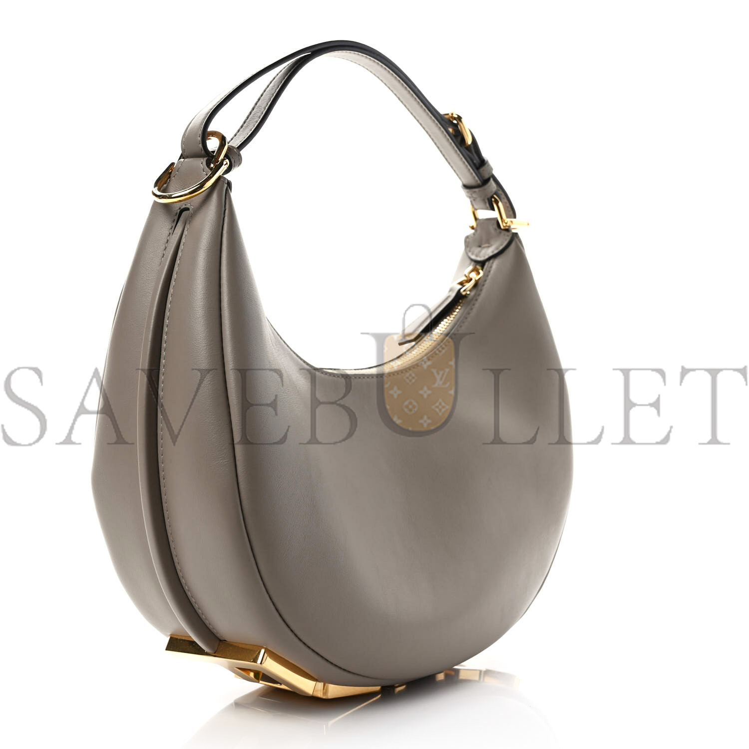 FENDI VITELLO GRACE MATTE SMALL FENDIGRAPHY HOBO BAG TORTORA (27*23*9cm)