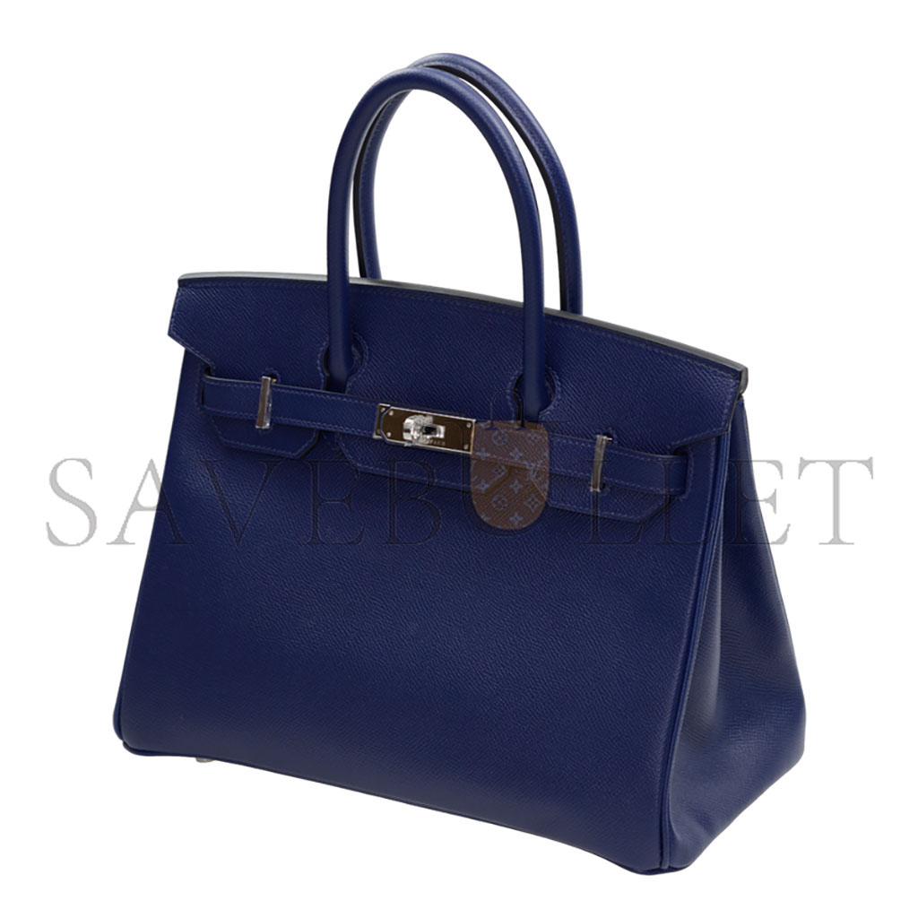 HERMES BIRKIN 30 TOGO LEATHER ROYAL BLUE SILVER BUCKLE BK3073EPSS (30*23*15cm)