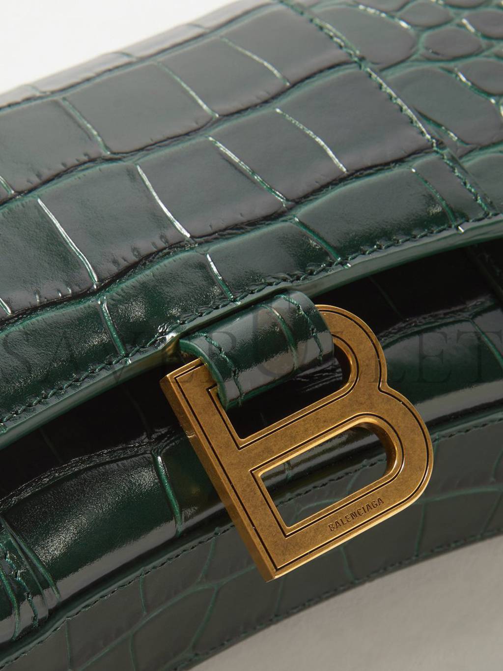 BALENCIAGA GREEN HOURGLASS CROC-EFFECT LEATHER CROSS-BODY BAG  MATCHESFASHION US (19.8*12.1*5cm)