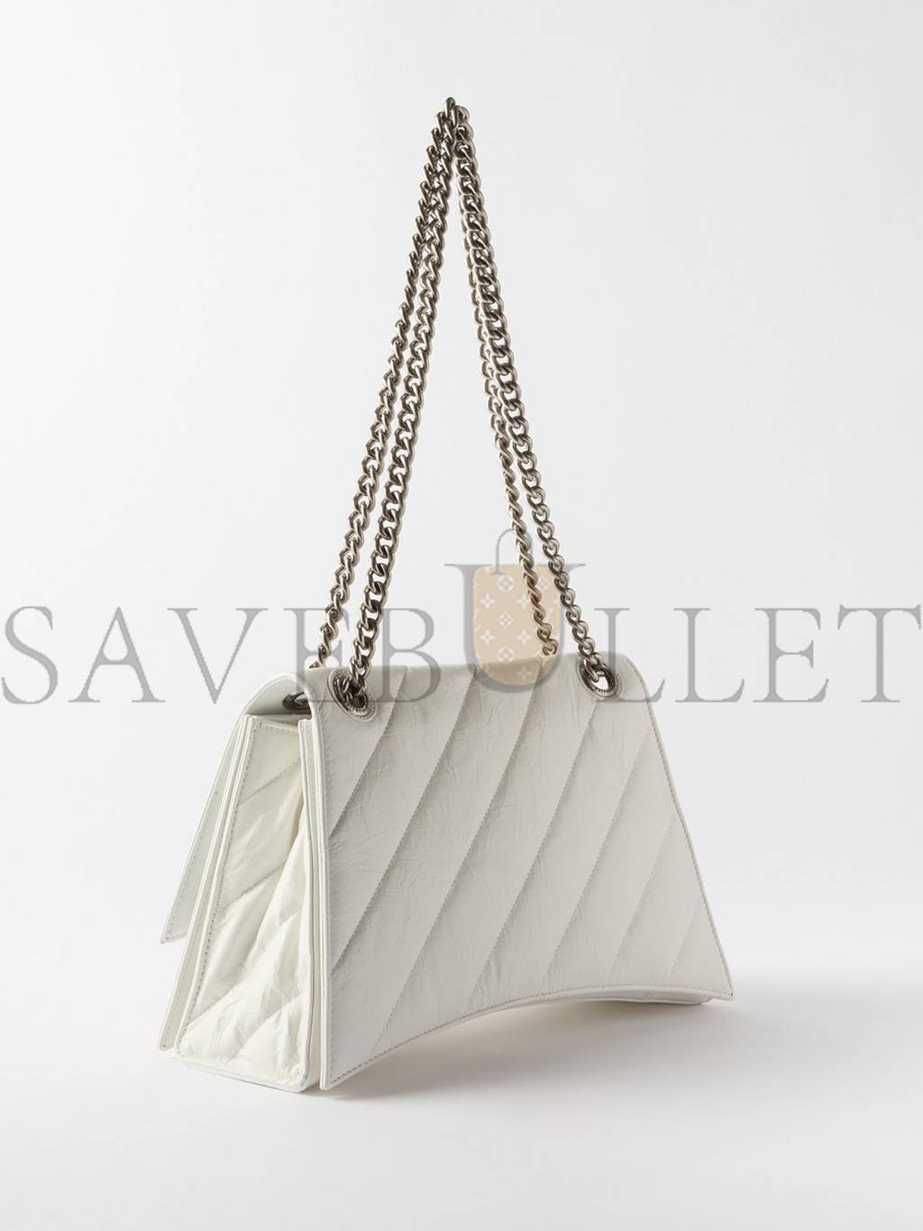 BALENCIAGA WHITE CRUSH S QUILTED CREASED-LEATHER SHOULDER BAG MATCHESFASHION US (25*14.9*10cm)