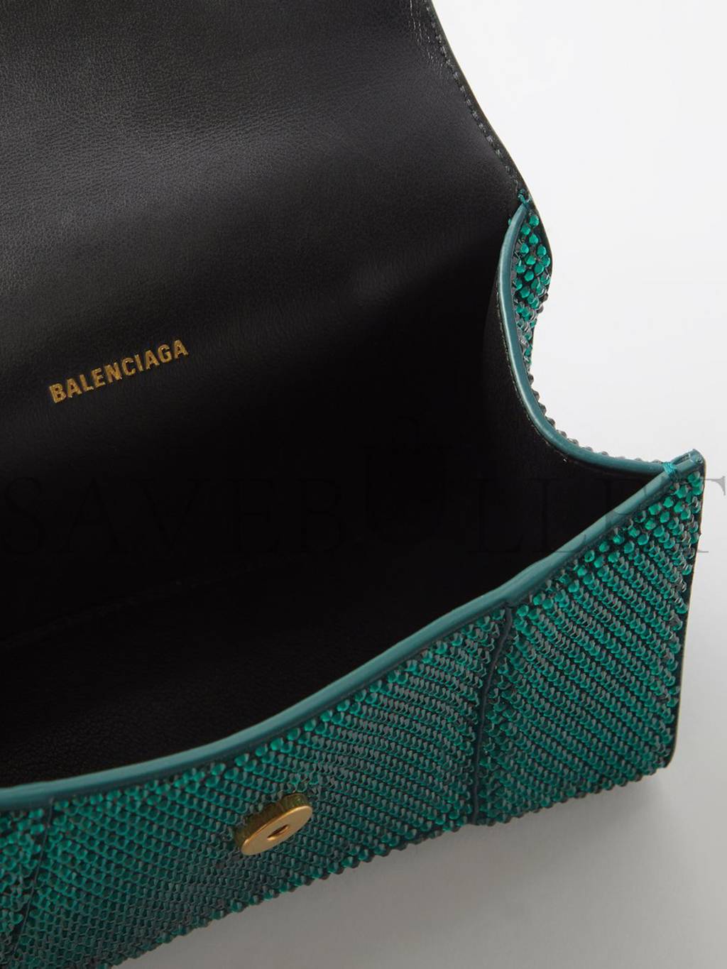 BALENCIAGA GREEN HOURGLASS XS CRYSTAL-EMBELLISHED CROSS-BODY BAG MATCHESFASHION US (19*12.1*7.6cm)