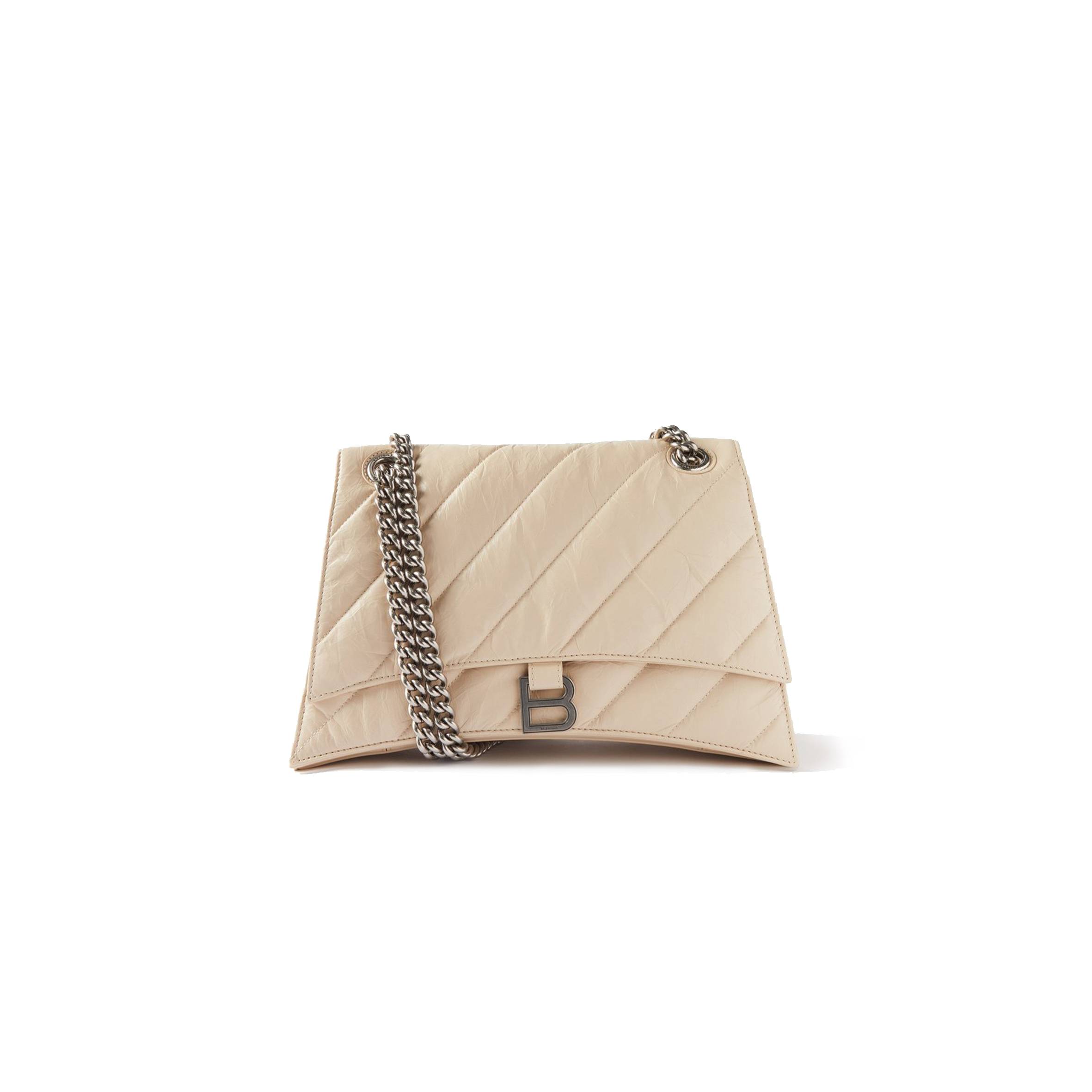 BALENCIAGA NEUTRAL CRUSH M QUILTED CRINKLED-LEATHER SHOULDER BAG  MATCHESFASHION US (25.5*15*6.4cm)