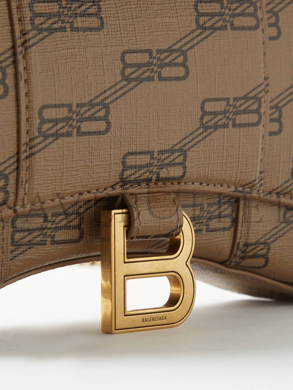 BALENCIAGA BEIGE HOURGLASS LOGO-PRINT CANVAS CROSS-BODY BAG MATCHESFASHION US (19.5*12*4cm)