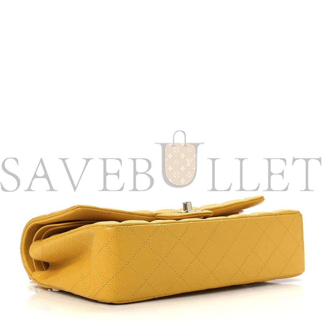 CHANEL CAVIAR QUILTED MEDIUM DOUBLE FLAP YELLOW (25*15*6cm)