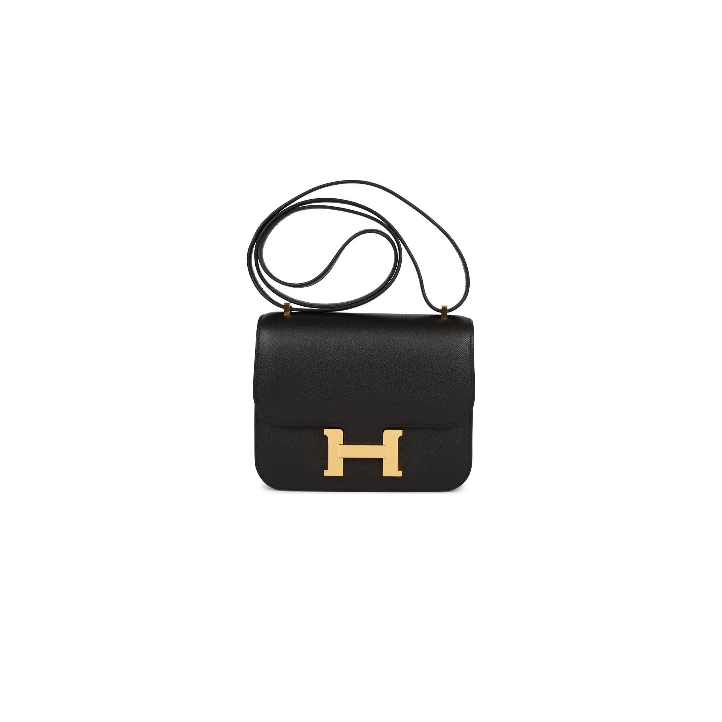 HERMES CONSTANCE 18 BLACK EPSOM GOLD HARDWARE (18cm)