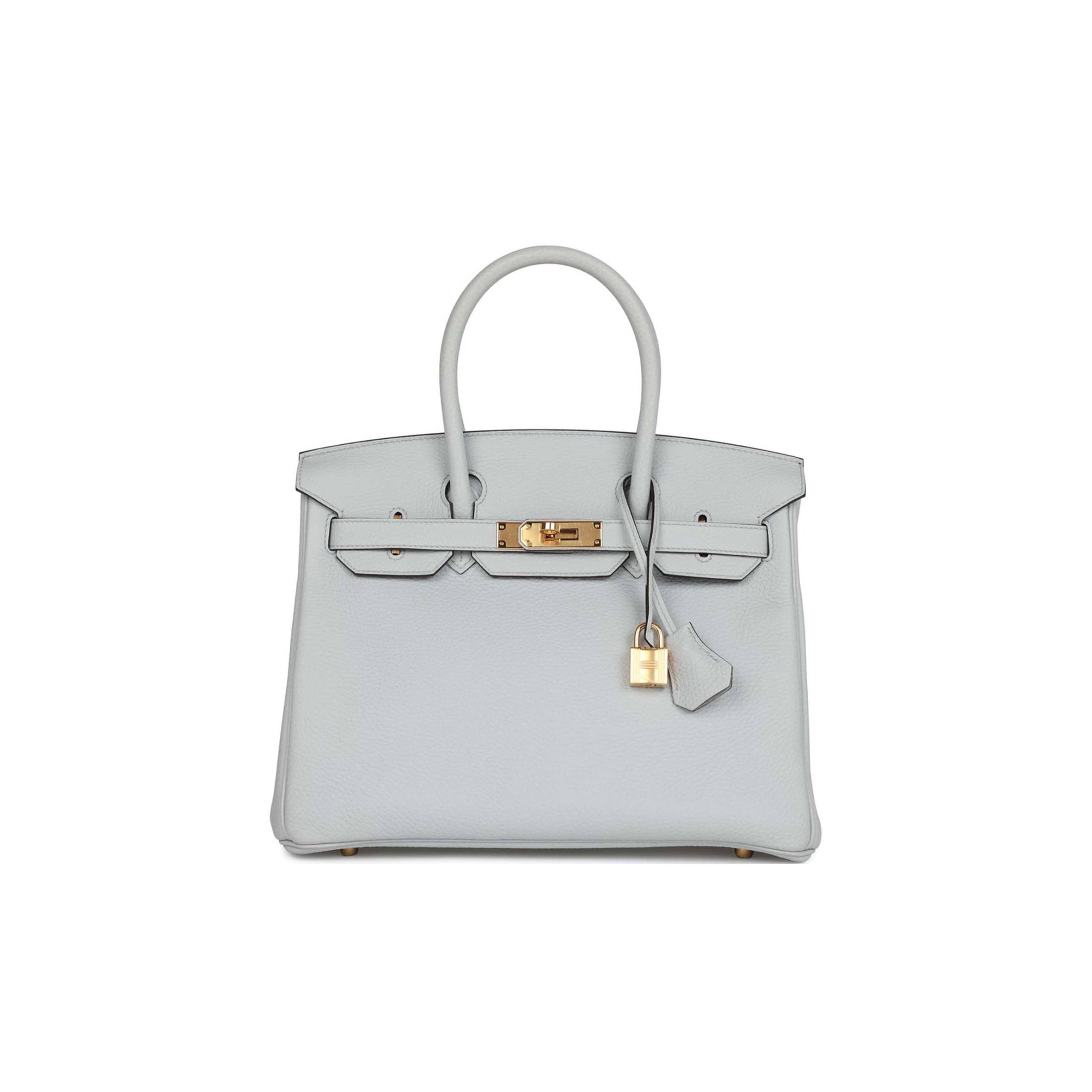 HERMES BIRKIN 30 BLEU PALE CLEMENCE GOLD HARDWARE (30cm)