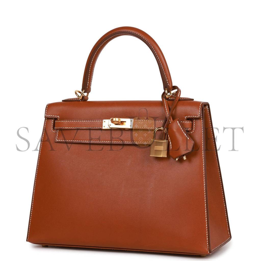 HERMES KELLY SELLIER 25 FAUVE BARENIA GOLD HARDWARE  (25*17*7cm)