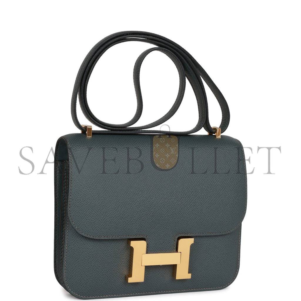 HERMES PRE-LOVED HERMES CONSTANCE 18 BLEU ORAGE EPSOM GOLD HARDWARE (18*16*5cm)