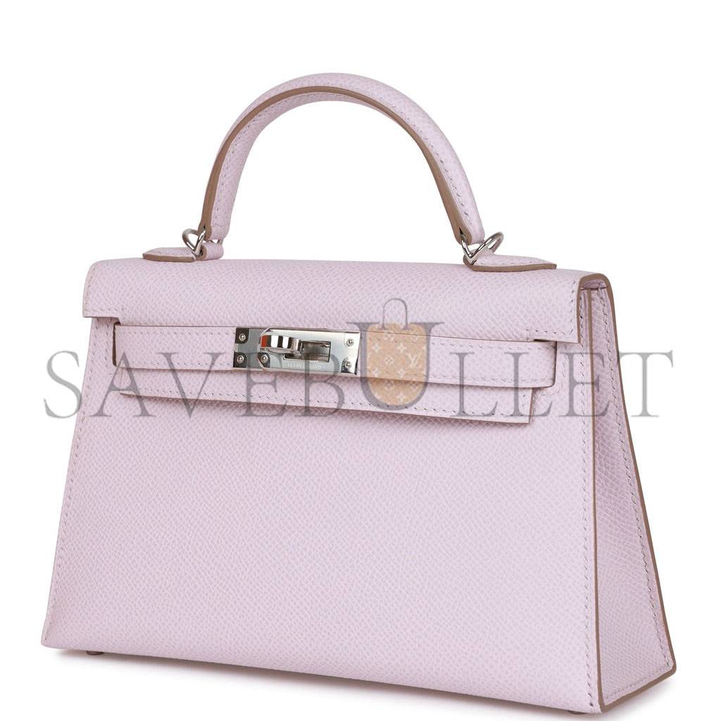 HERMES MINI KELLY SELLIER 20 MAUVE PALE EPSOM PALLADIUM HARDWARE (19*12*5.5cm)