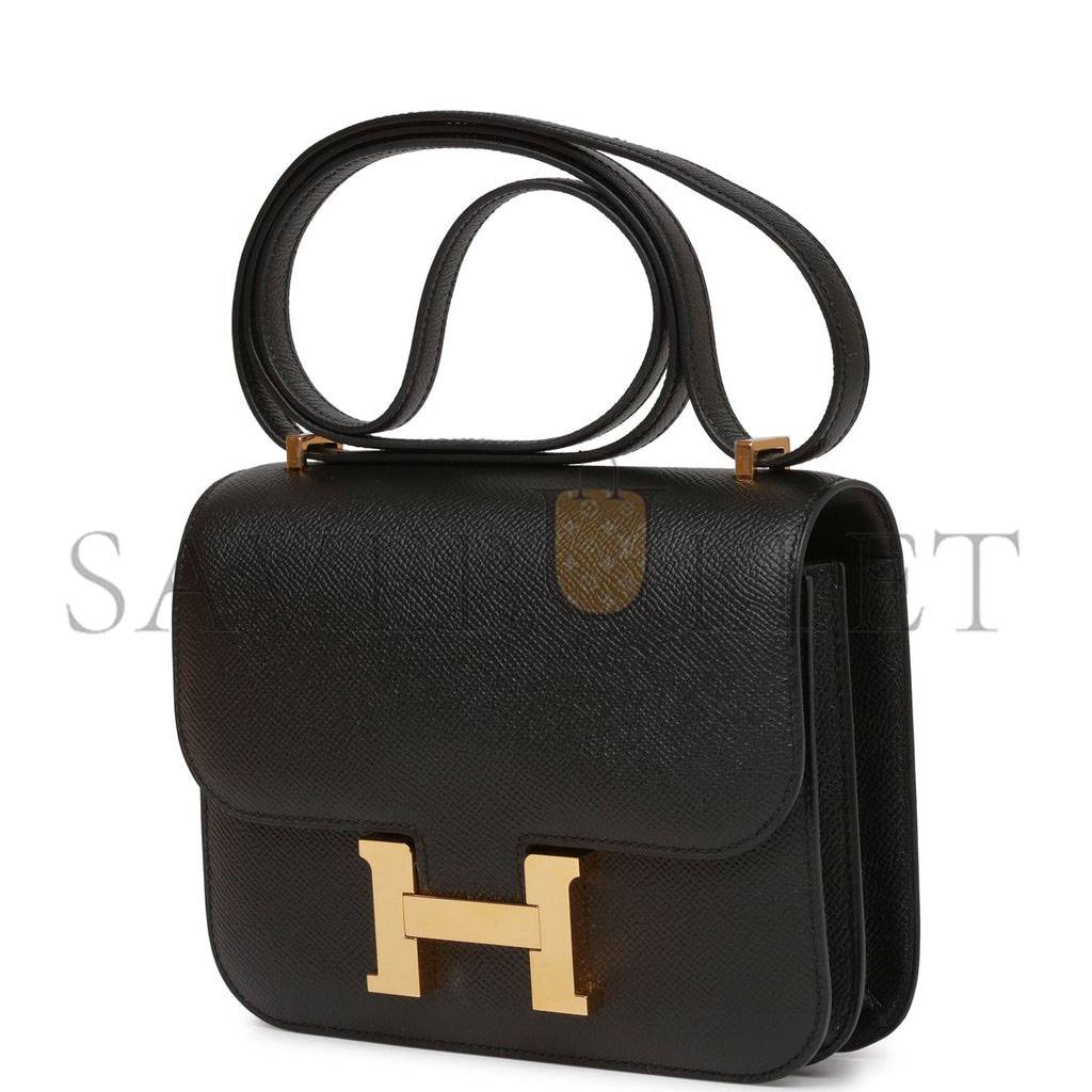 HERMES CONSTANCE 18 BLACK EPSOM GOLD HARDWARE (18cm)