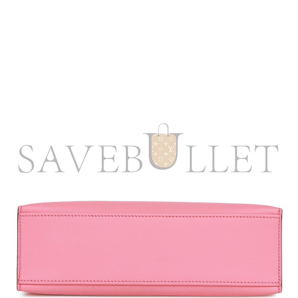 HERMES MINI KELLY POCHETTE ROSE D'ETE SWIFT PALLADIUM HARDWARE  (22*14*7cm)