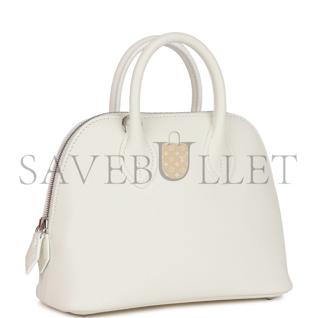 HERMES 1923 BOLIDE 25 WHITE EVERCOLOR VERSO PALLADIUM HARDWARE (25*20*10cm)