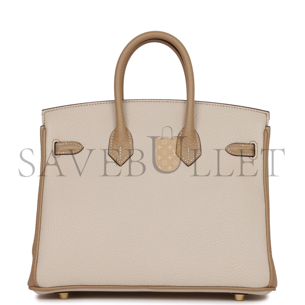 HERMES SPECIAL ORDER (HSS) BIRKIN 25 CRAIE AND TRENCH TOGO GOLD HARDWARE HANDMADE (25cm)