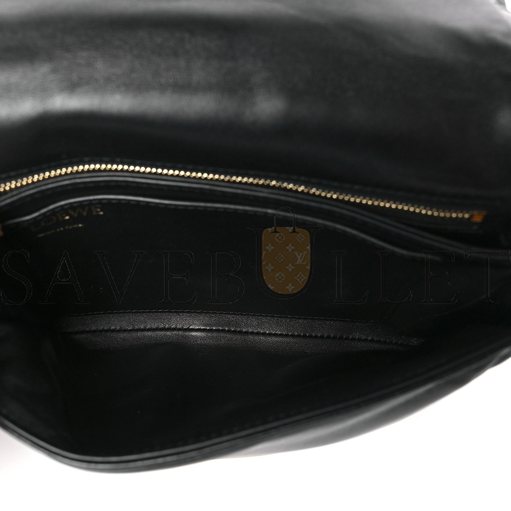 LOEWE LAMBSKIN SMALL GOYA PUFFER BAG BLACK (23*17*10cm)