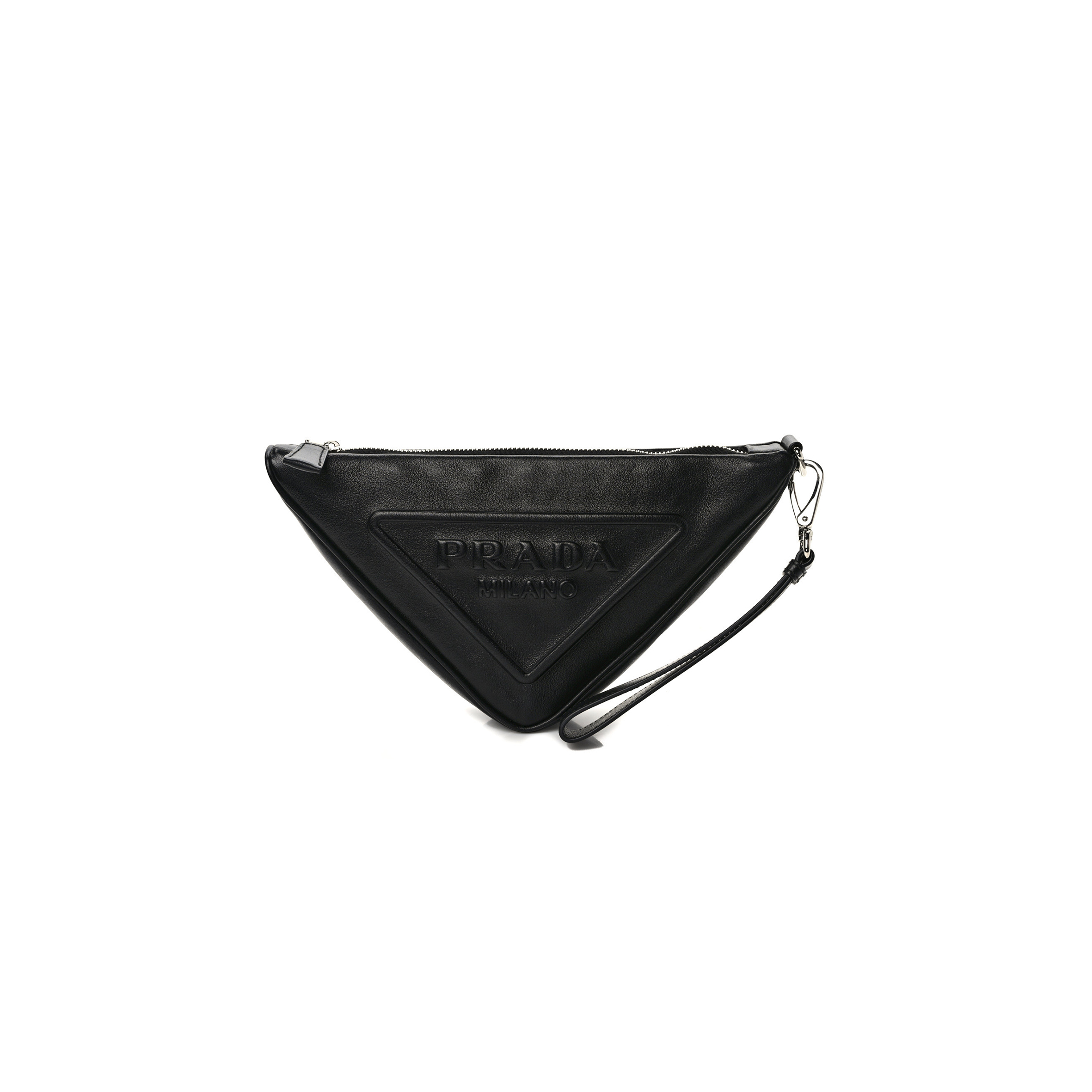 PRADA GRACE LUX TRIANGLE WRISTLET POUCH BLACK (26*15*6cm)