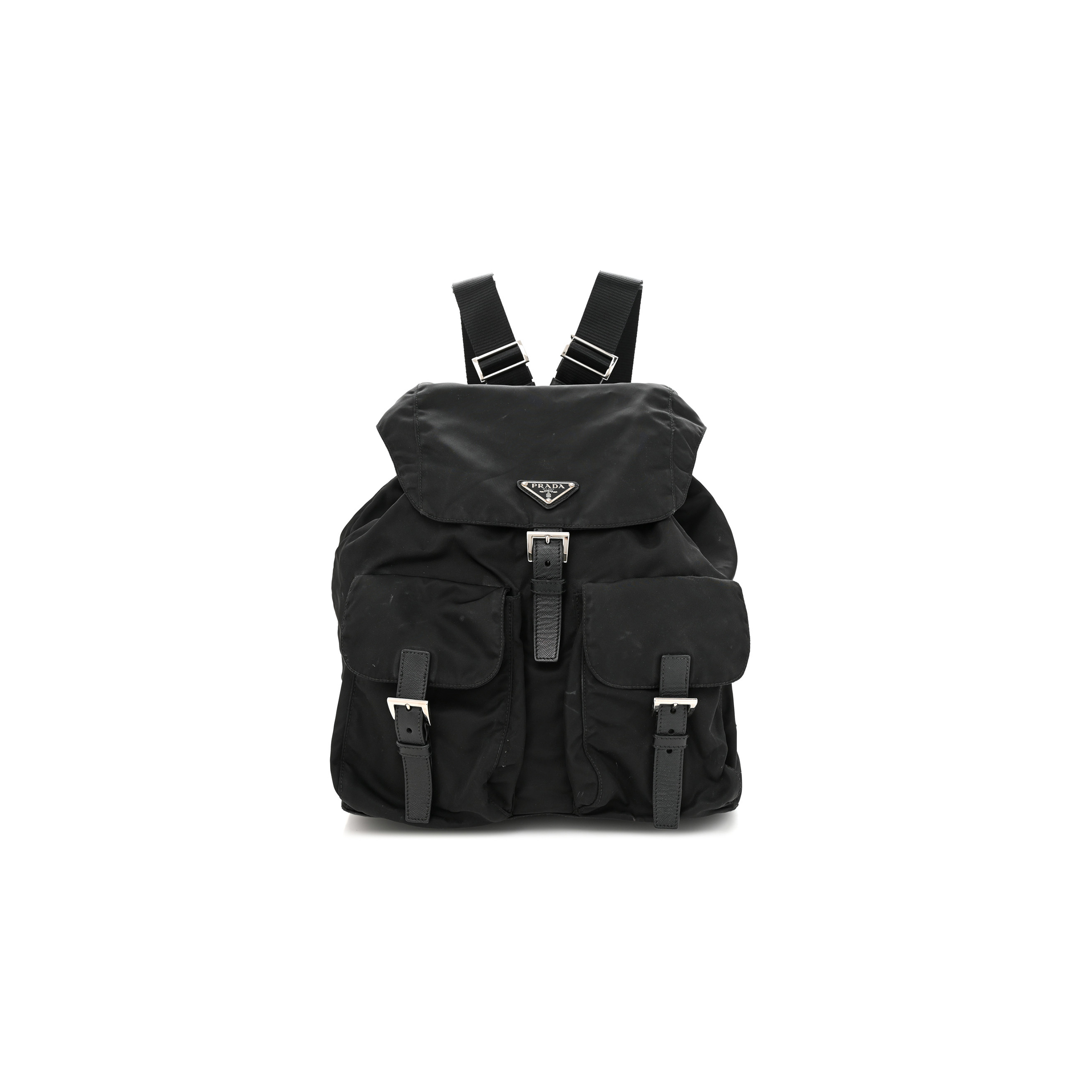 PRADA TESSUTO NYLON SAFFIANO MEDIUM BACKPACK BLACK (30*29*15cm)