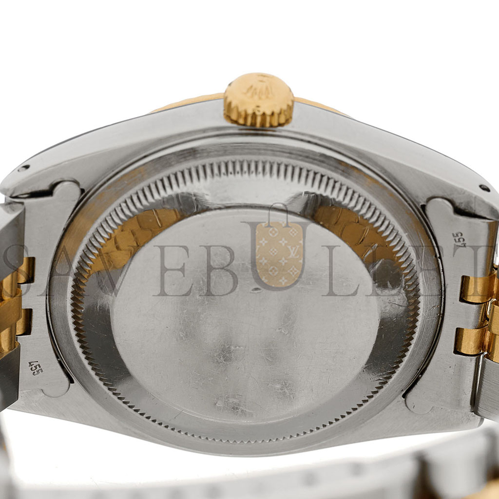 ROLEX STAINLESS STEEL 18K YELLOW GOLD 36MM OYSTER PERPETUAL DATEJUST WATCH WHITE ROMAN 16233