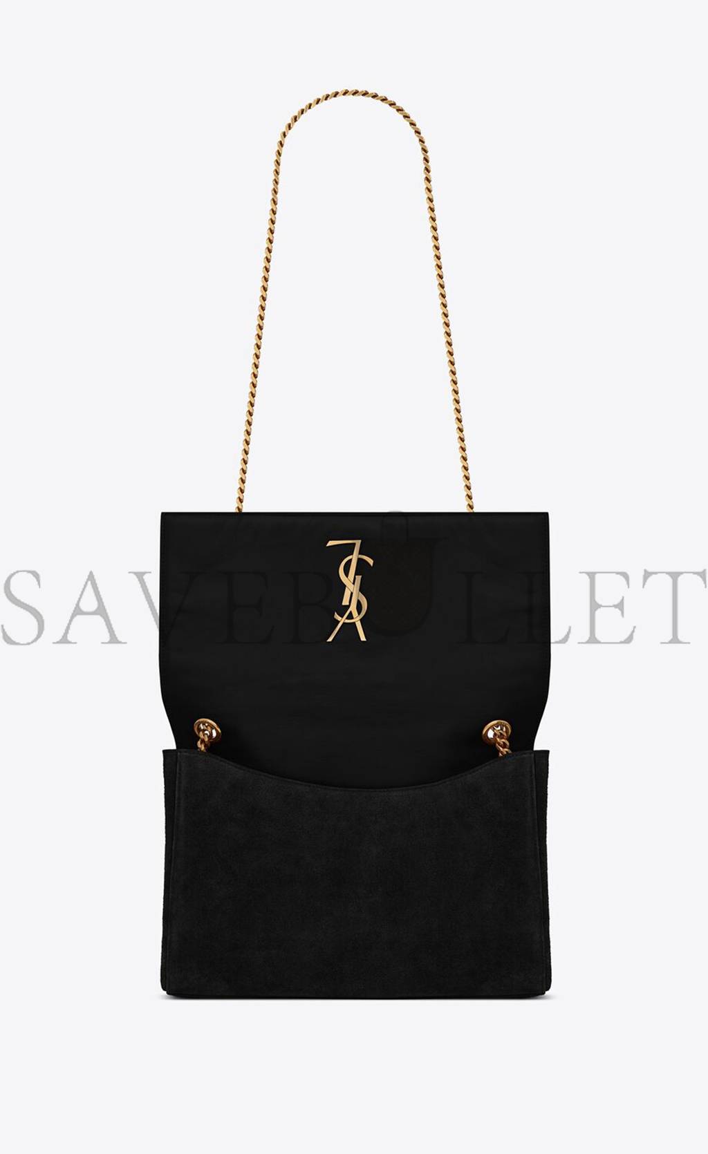 YSL KATE MEDIUM REVERSIBLE CHAIN BAG IN SUEDE AND SMOOTH LEATHER 5538040UD7W1000 (28.5*20*6cm)