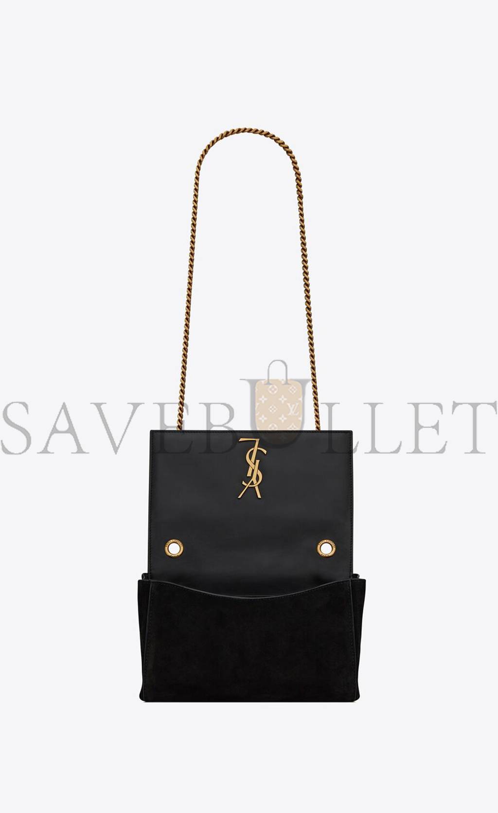 YSL KATE SMALL SUPPLEREVERSIBLE CHAIN BAG IN SUEDE AND LEATHER 7212500UD7W1000 (22*14.5*6cm)