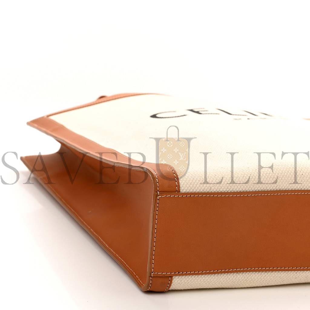 CELINE CANVAS CALFSKIN LOGO PRINT VERTICAL CABAS NATURAL TAN (39*36*9cm)