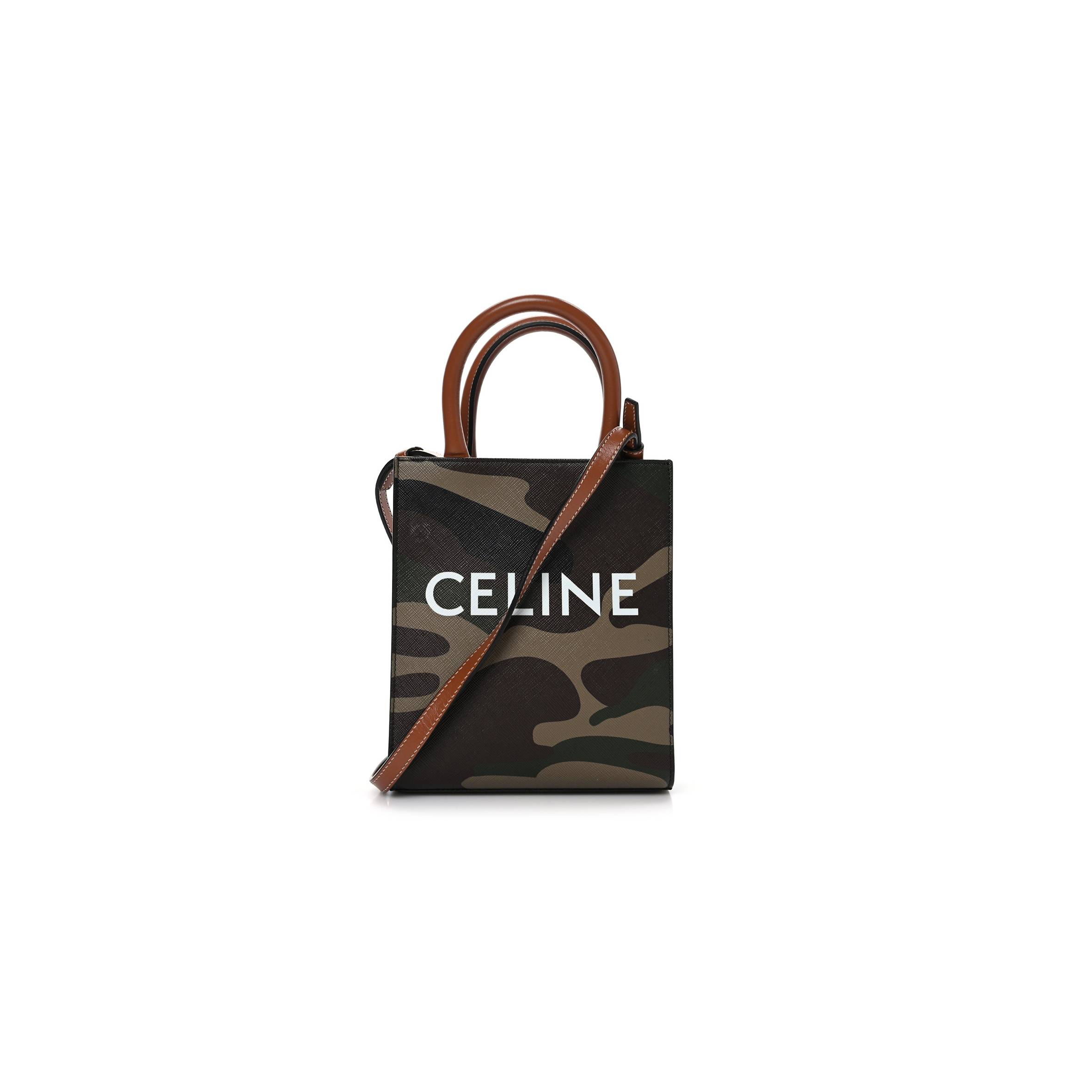 CELINE CANVAS CALFSKIN MINI VERTICAL CABAS KHAKI (20*17*6cm)