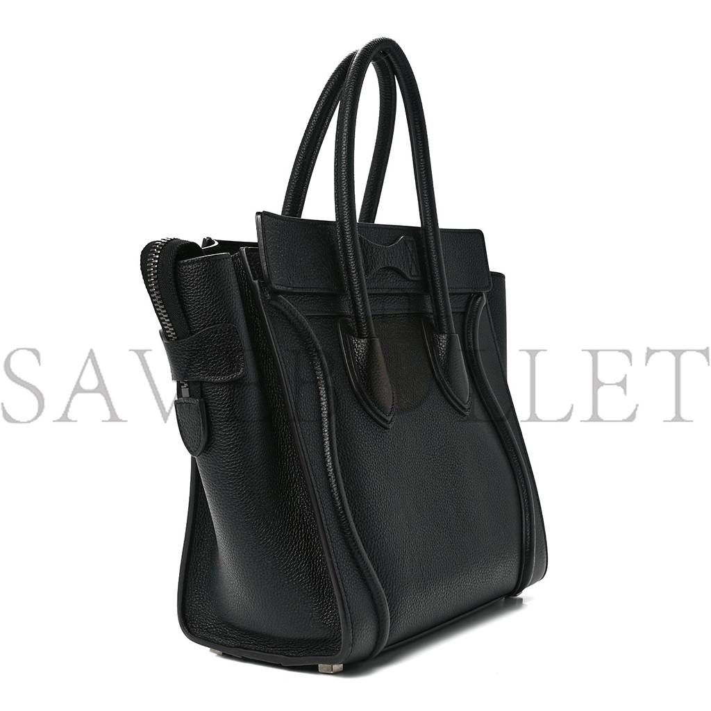 CELINE DRUMMED CALFSKIN MICRO LUGGAGE BLACK (20*20*10cm)