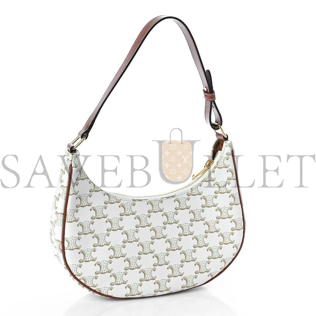 CELINE CANVAS CALFSKIN AVA TRIOMPHE SHOULDER BAG WHITE (23*13*6cm)