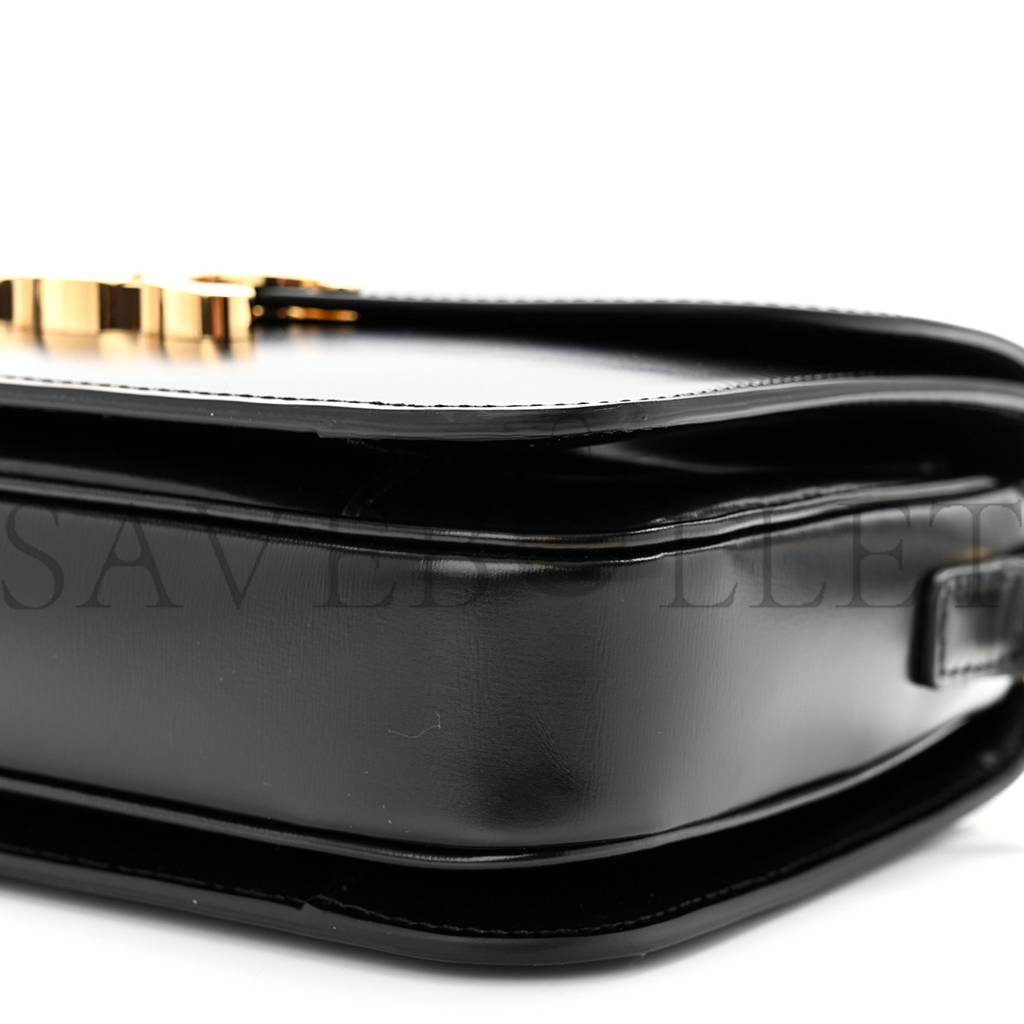 CELINE SHINY CALFSKIN MEDIUM TRIOMPHE BLACK (22*16*8cm)