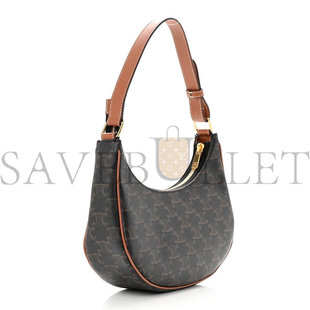 CELINE TRIOMPHE CANVAS CALFSKIN AVA SHOULDER BAG TAN (25*18*8cm)