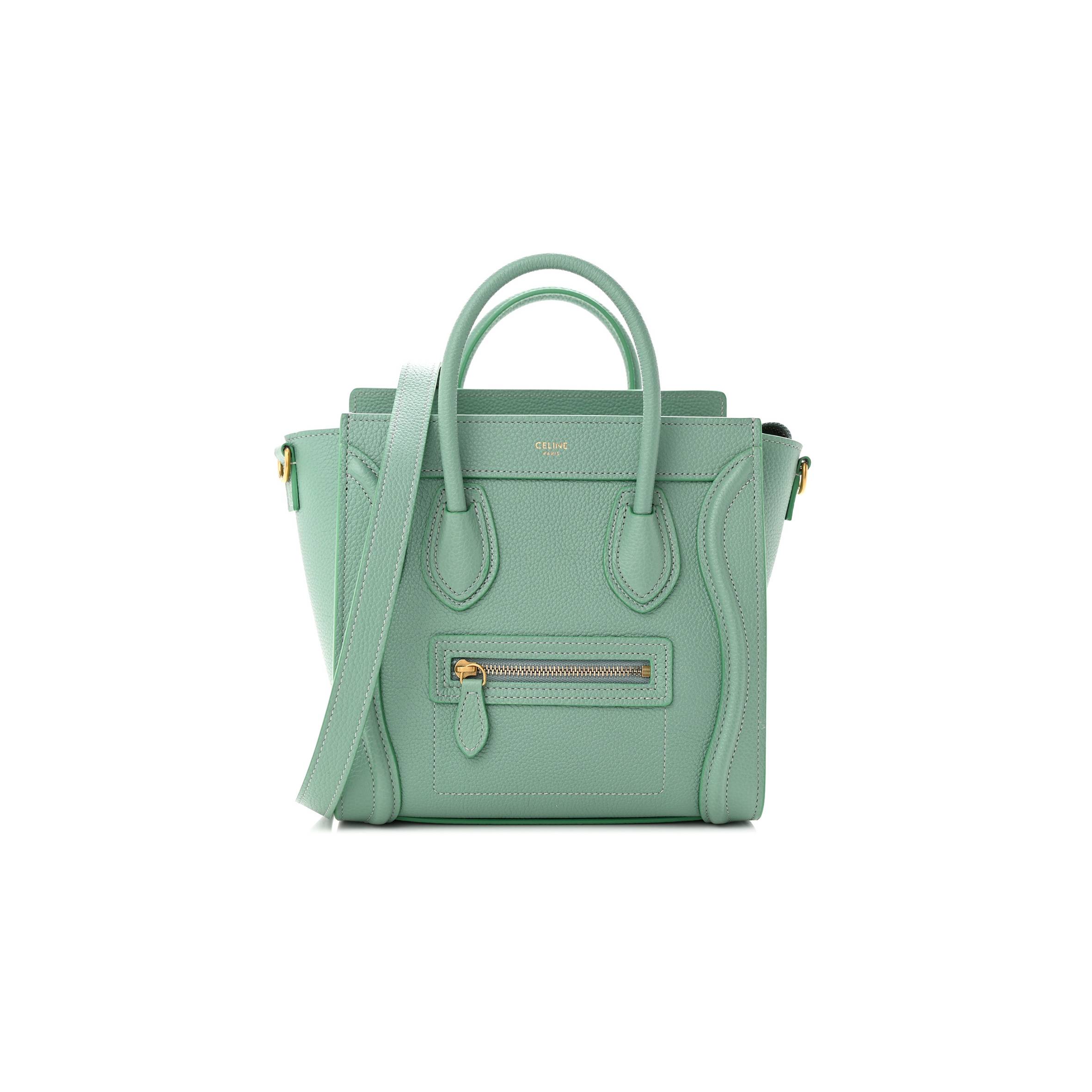 CELINE DRUMMED CALFSKIN NANO LUGGAGE CELADON (21*20*10cm)