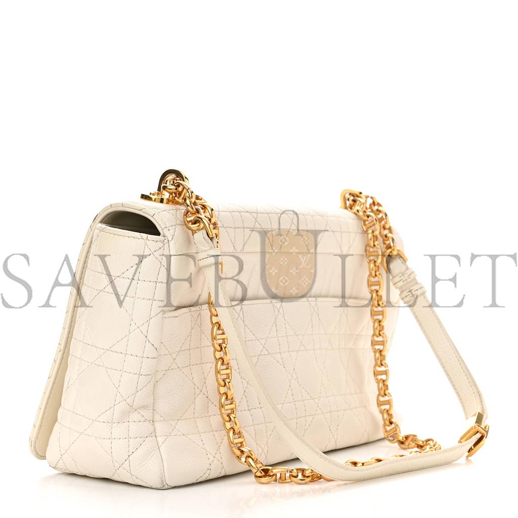 DIOR GRAINED CALFSKIN CANNAGE LARGE CARO BAG LATTE (29*17*8.9cm)