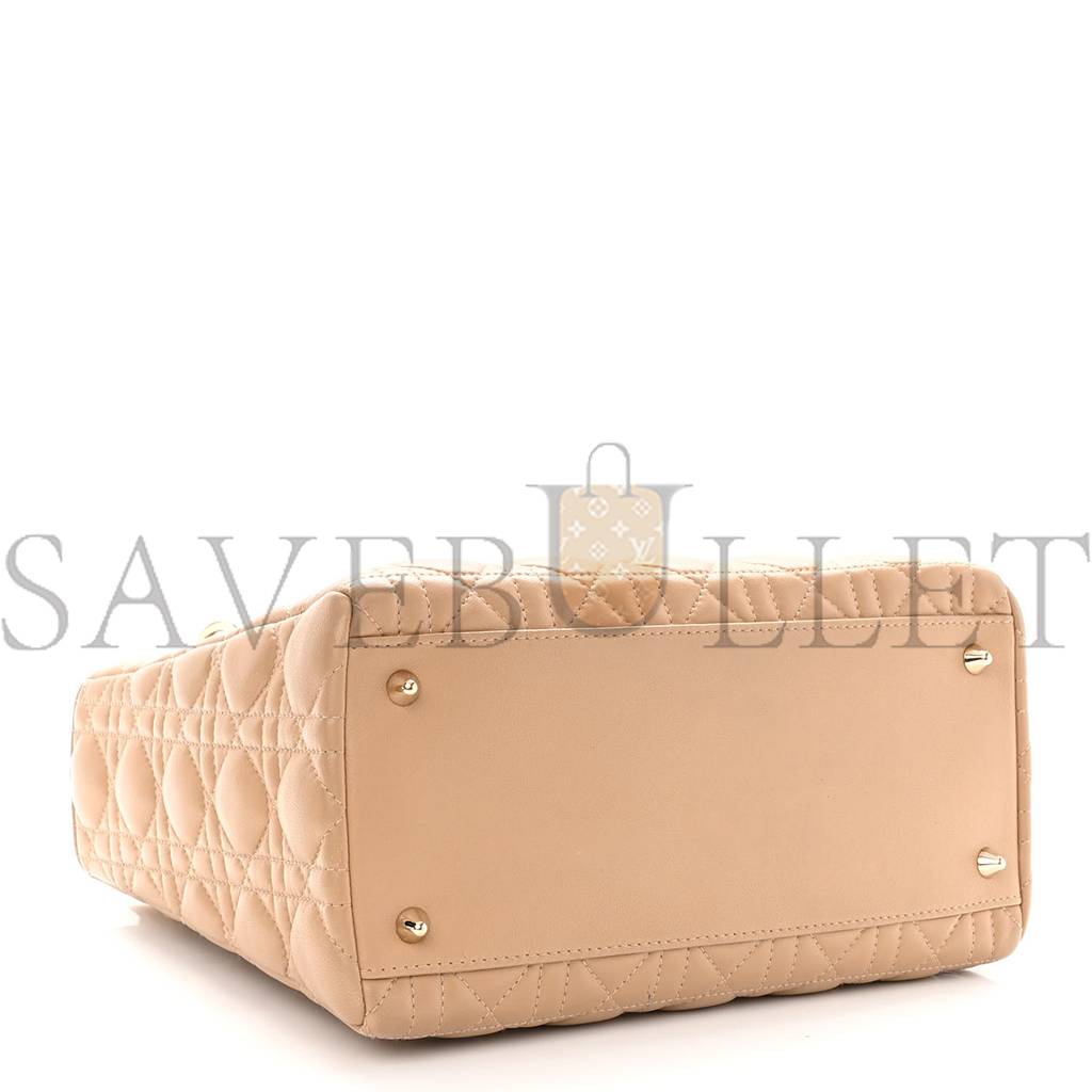 DIOR LAMBSKIN CANNAGE MEDIUM LADY DIOR BEIGE (24*20*12.7cm)