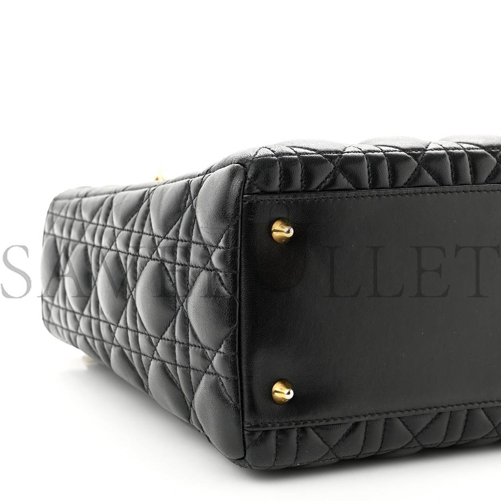 DIOR LAMBSKIN CANNAGE MEDIUM LADY DIOR BLACK (24*20*12.7cm)