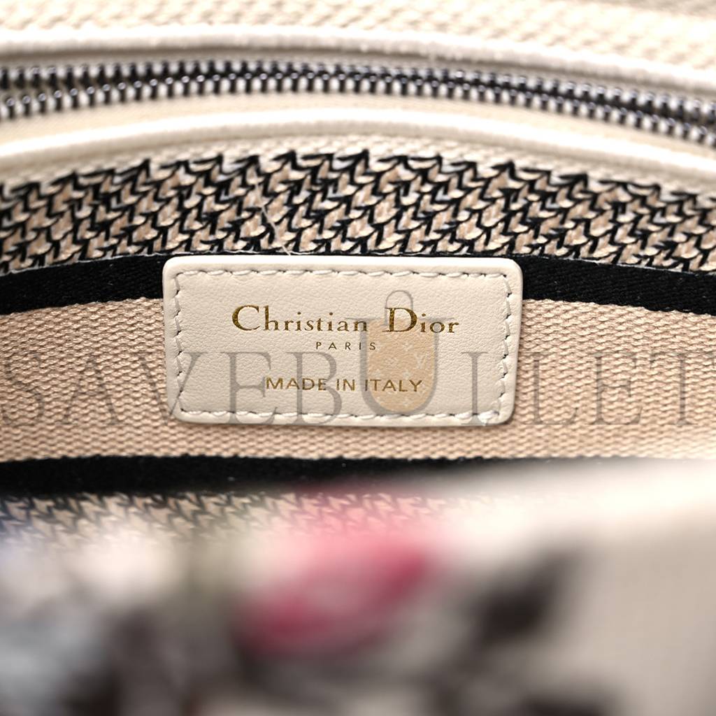 DIOR CANVAS JARDIN D&#X27;HIVER EMBROIDERED MEDIUM LADY D-LITE ECRU MULTICOLOR (24*20*12.1cm)