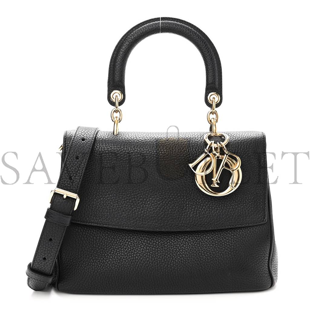 DIOR BULLCALF SMALL BE DIOR FLAP BLACK FRAISE (27*20*12.7cm)