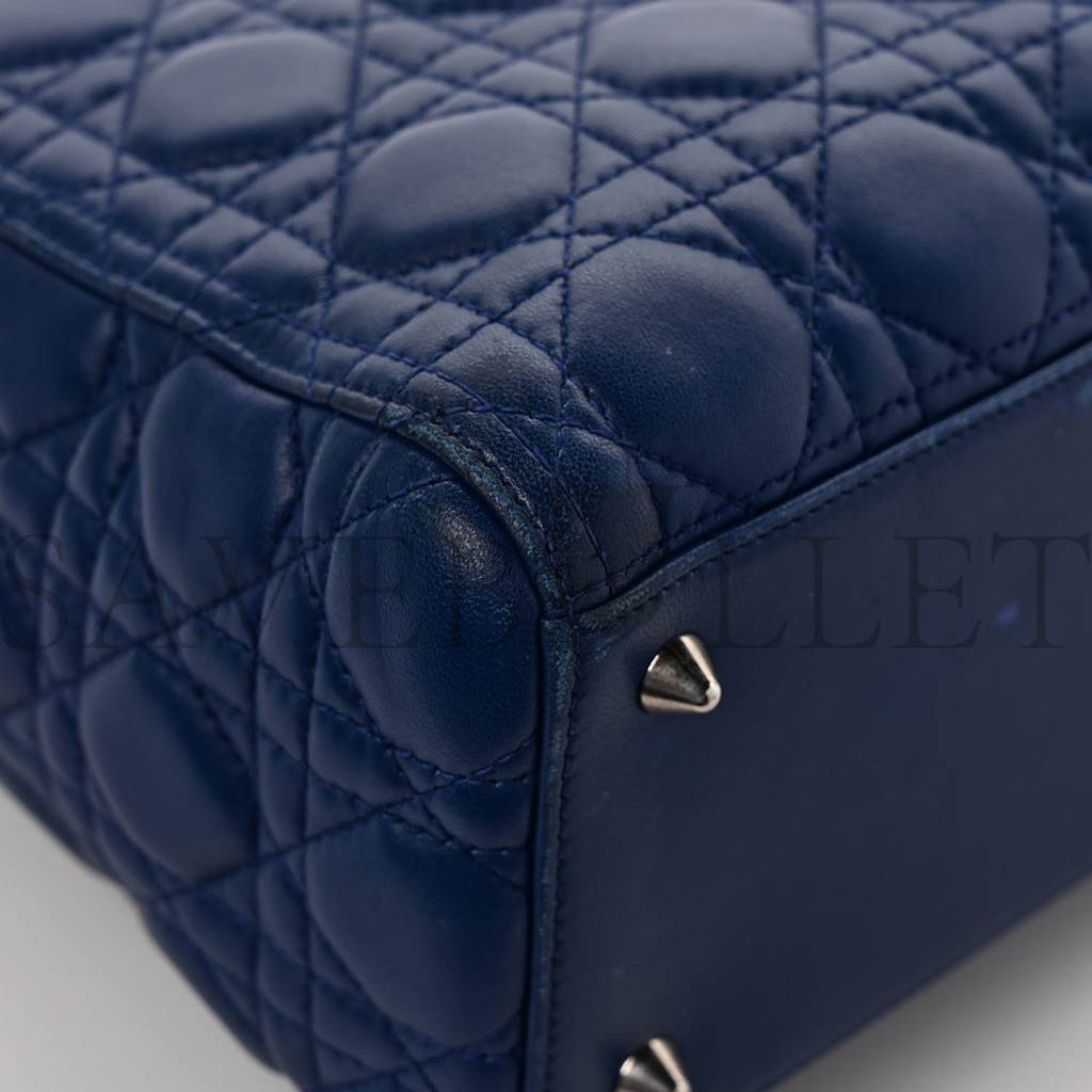 DIOR LAMBSKIN CANNAGE MEDIUM LADY DIOR NAVY (24*20*11.4cm)