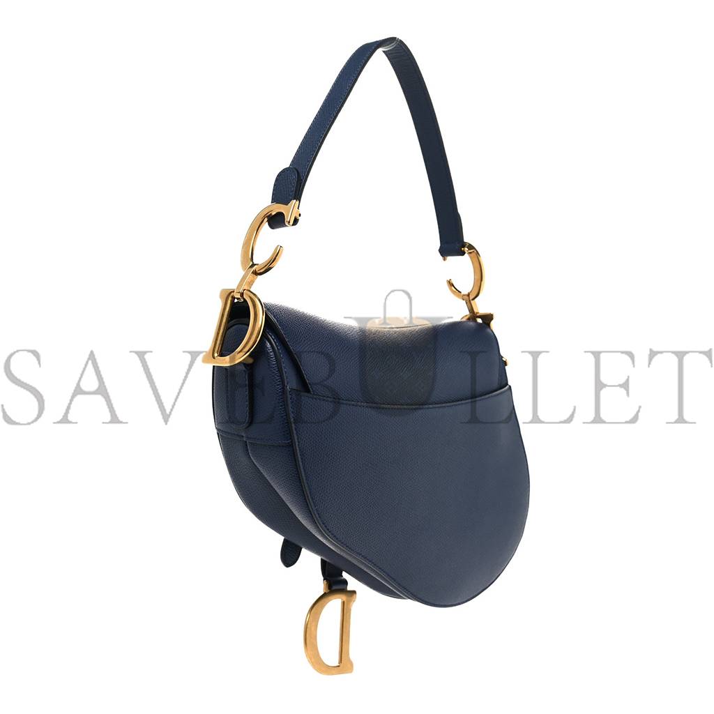 DIOR GRAINED CALFSKIN SADDLE BAG NAVY (23*20*6.4cm)