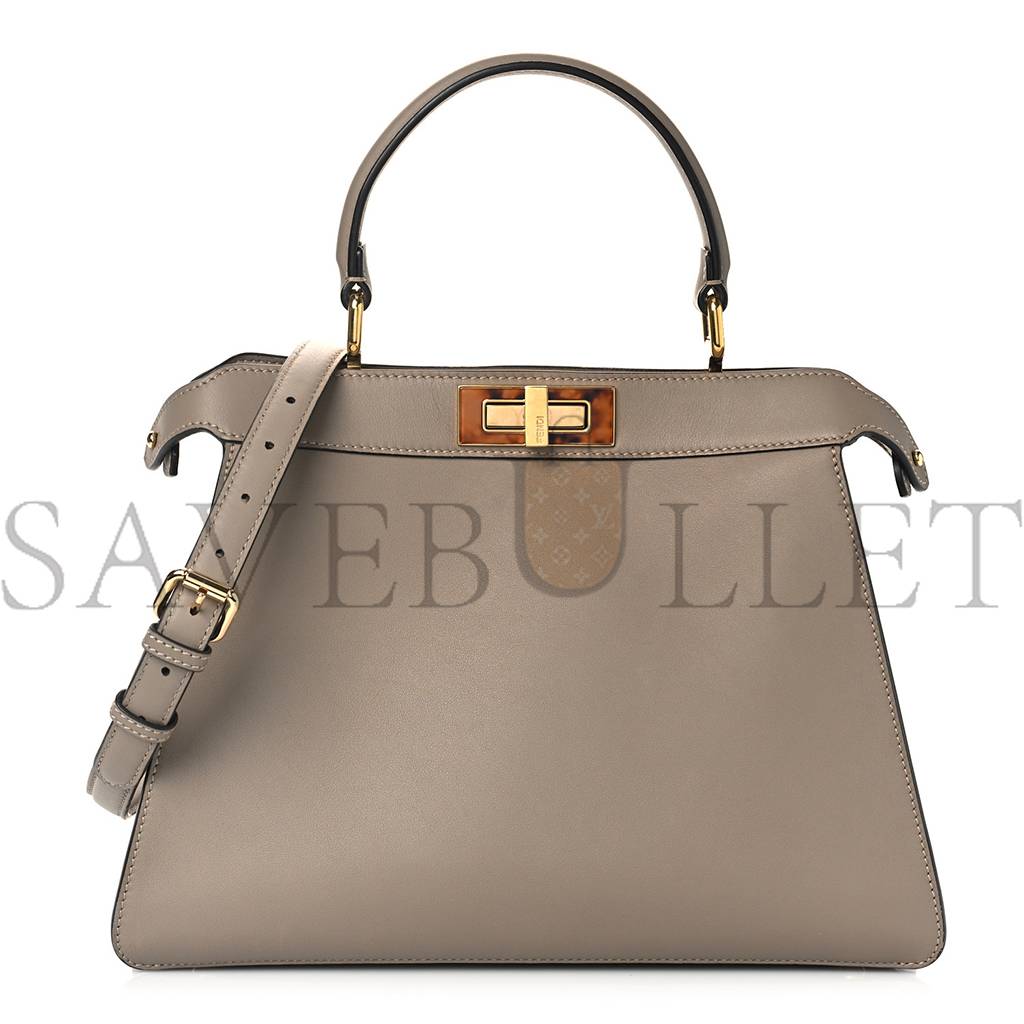 FENDI VITELLO SETA SHINY NAPPA PLEXIGLASS MEDIUM PEEKABOO I SEE U SATCHEL TORTORA (33*25*12cm)